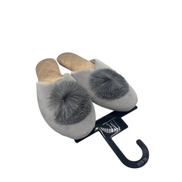 INC International Concepts INC Tassel Pom Pom Slippers, Gray, Sz. XL - Picture 4 of 7